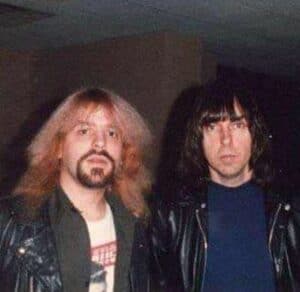 Bloody Mess with Johnny Ramone. Photo credit: Bob Gordon, used with kind courtesy of the Bloody F. Mess Collection.